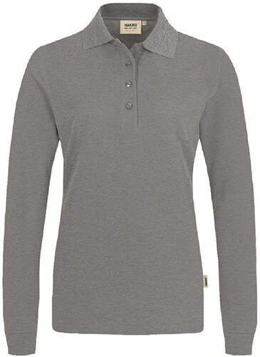 Damen Longsleeve-Poloshirt Mikralinar® 215, grau meliert, Gr. XL 