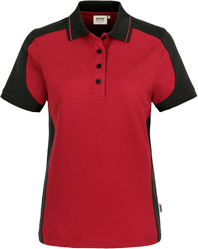 Damen Poloshirt Contrast Mikralinar® 239, rot/anthrazit, Gr. 3XL 