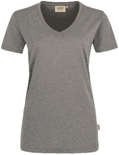Damen V-Shirt Mikralinar® 181, grau meliert, Gr. L 