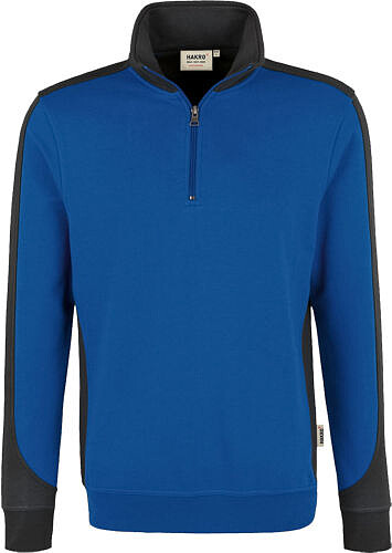 Zip-Sweatshirt Contrast Mikralinar® 476, royalblau/anthrazit, Gr. 3XL 