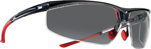 Schutzbrille Adaptec™, breite Größe, PC, grau, HS, rot/​schwarz