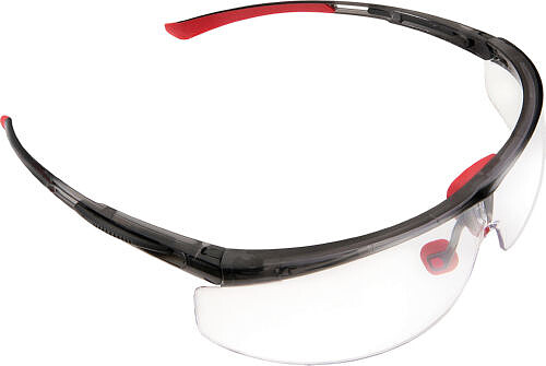 Schutzbrille Adaptec™, breite Größe, PC, klar, HS, rot/schwarz 