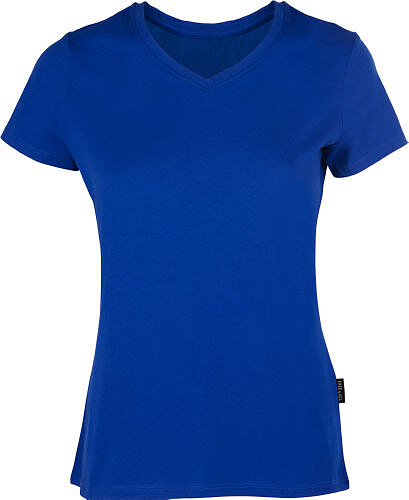 Damen Luxury V-Neck T-Shirt, royalblau, Gr. S 