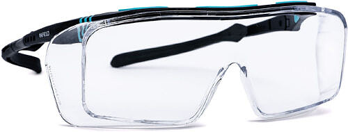 Schutzbrille ONTOR, PC, klar, HC AF AS, schwarz/cyan 