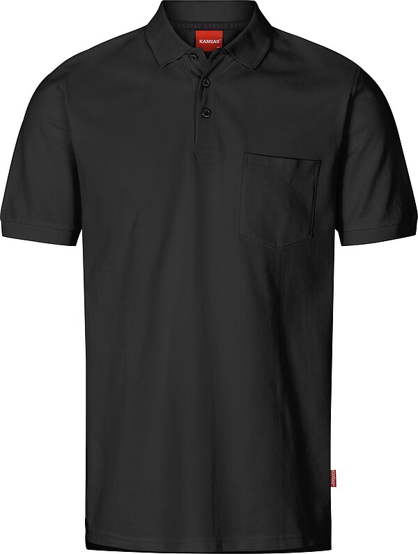 Apparel Piqué Poloshirt mit Brusttasche, schwarz, Gr. L