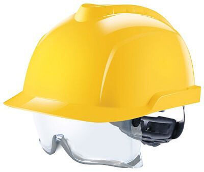 Schutzhelm V-Gard 930 mit integrierter Überbrille, belüftet, gelb 