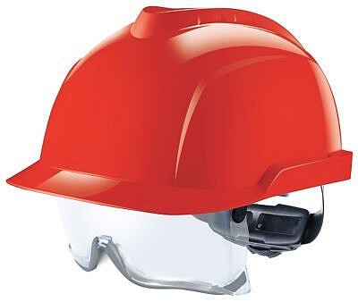 Schutzhelm V-Gard 930 mit integrierter Überbrille, belüftet, rot 