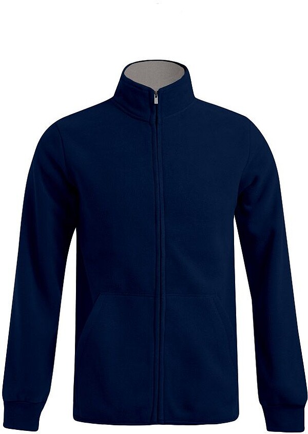 Men’s Double Fleece-Jacket, navy-light grey, Gr. 2XL 