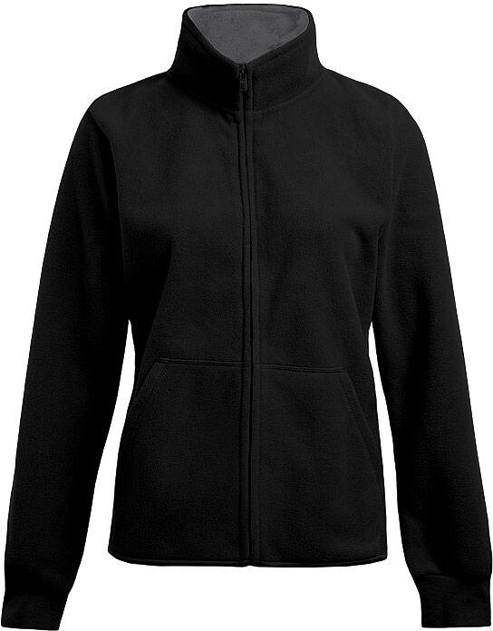 Women’s Double Fleece-Jacket, black-light grey, Gr. 2XL 