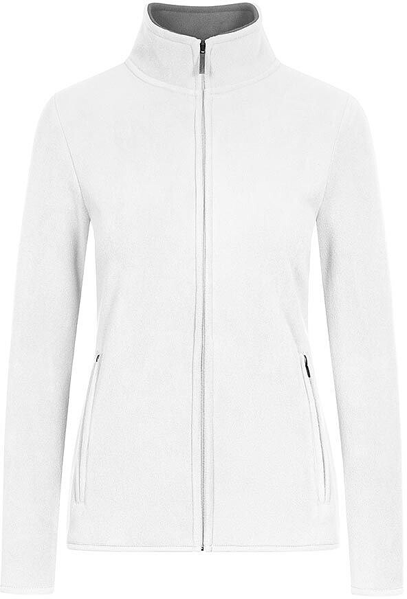 Women’s Double Fleece-Jacket, white-light grey, Gr. L 