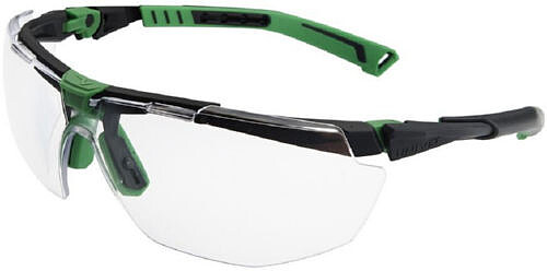 Schutzbrille 5X1, PC, klar, metallgrau/grün 