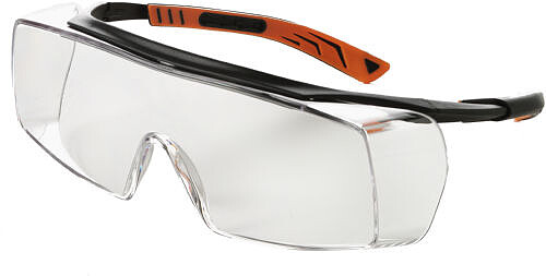 Schutzbrille 5X7, PC, klar, schwarz/​orange 