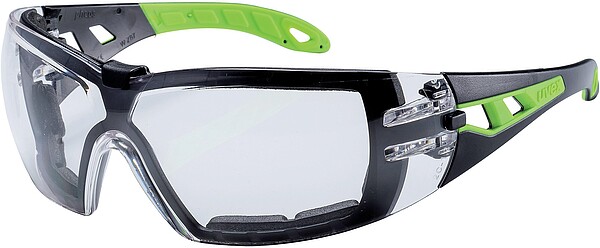 Schutzbrille uvex pheos 9192, PC, klar, grün/​schwarz