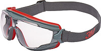 3M™ Goggle Gear 500 Vollsichtbrille GG501V, PC, klar, SGAF, grau/​rot