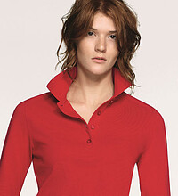Damen Longsleeve-Poloshirt Mikralinar® 215, rot, Gr. 4XL 