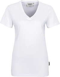 Damen V-​Shirt Classic 126, weiß, Gr. S