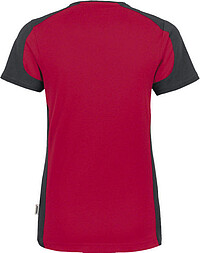 Damen V-Shirt Contrast Mikralinar® 190, rot/anthrazit, Gr. L 