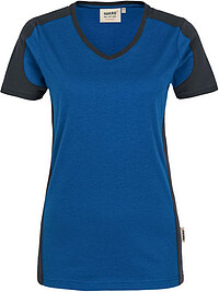 Damen V-​Shirt Contrast Mikralinar® 190, royalblau/​anthrazit, Gr. 2XL