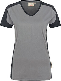 Damen V-​Shirt Contrast Mikralinar® 190, titan/​anthrazit, Gr. L
