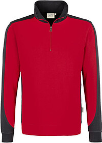 Zip-​Sweatshirt Contrast Mikralinar® 476, rot/​anthrazit, Gr. 4XL