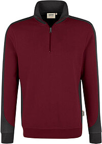 Zip-​Sweatshirt Contrast Mikralinar® 476, weinrot/​anthrazit, Gr. 3XL