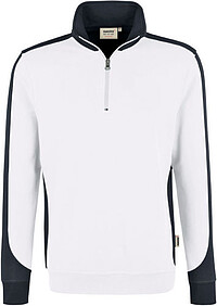 Zip-​Sweatshirt Contrast Mikralinar® 476, weiß/​anthrazit, Gr. L