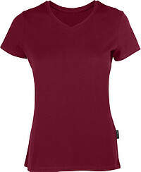 Damen Luxury V-​Neck T-​Shirt, bordeaux/​burgundy, Gr. 2XL