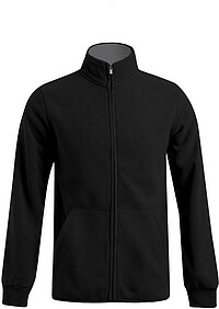 Men’s Double Fleece-​Jacket, black-​light grey, Gr. L